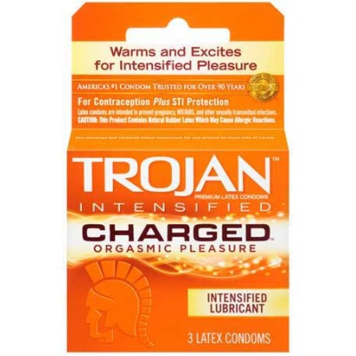 TROJAN CONDOMS INTENSIFIED LUBRICANT CHARGED ORANGE